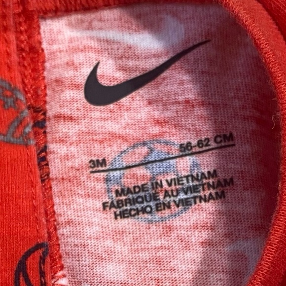 Nike Baby Red Romper w/Nike Swooshes & Sports Balls, Size 3 Months - Picture 3 of 4